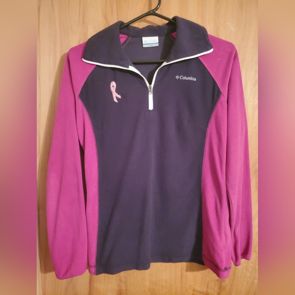Columbia Women's Half-Zip Fleece Pullover - Pink & Navy